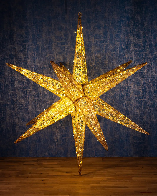 LED-Stern TWELVER – zwölfzackige Lichtskulptur, 200 cm, gold