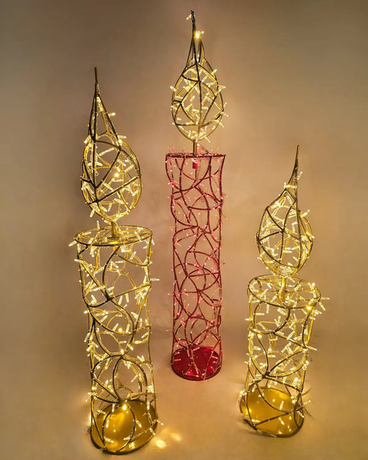 Alganic Lichtobjekt Kerze – gold und rot, in drei Varianten