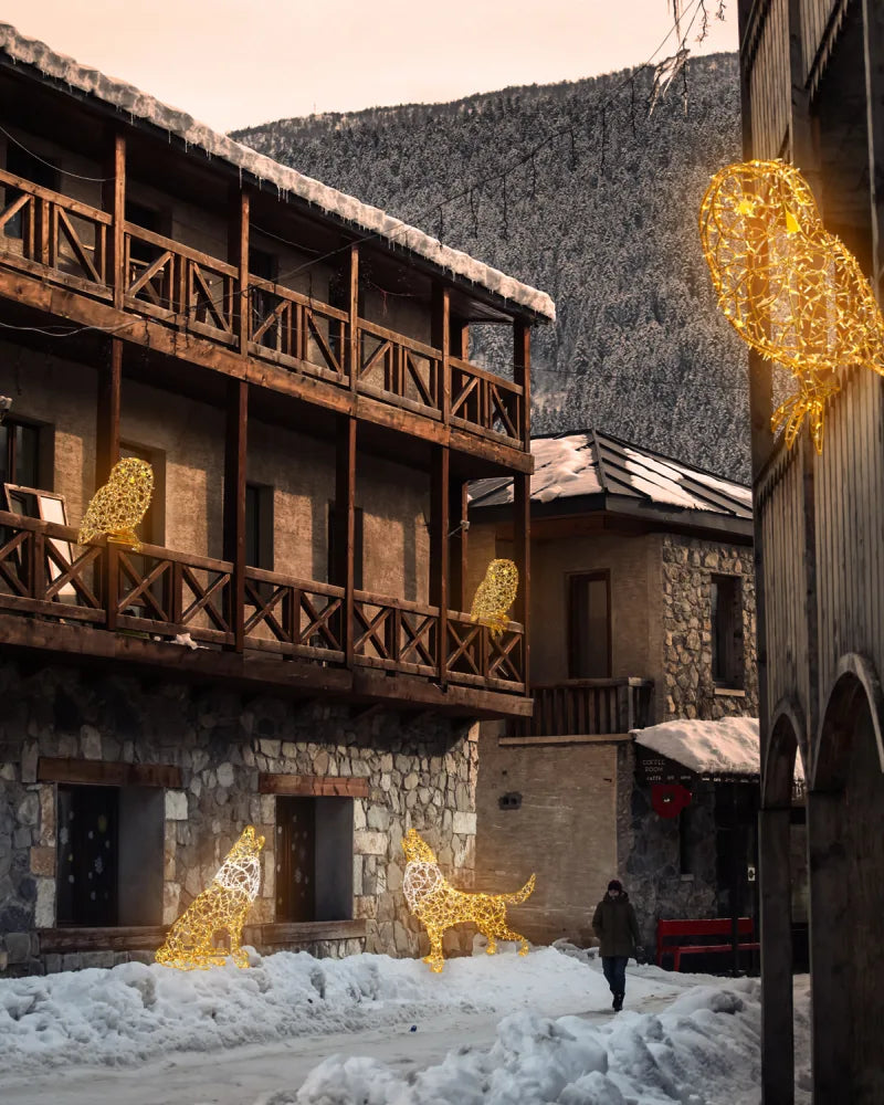 LED-Deko-Eule aus Aluminium – 120 cm hoch, gold, wetterfest für Außenbereich